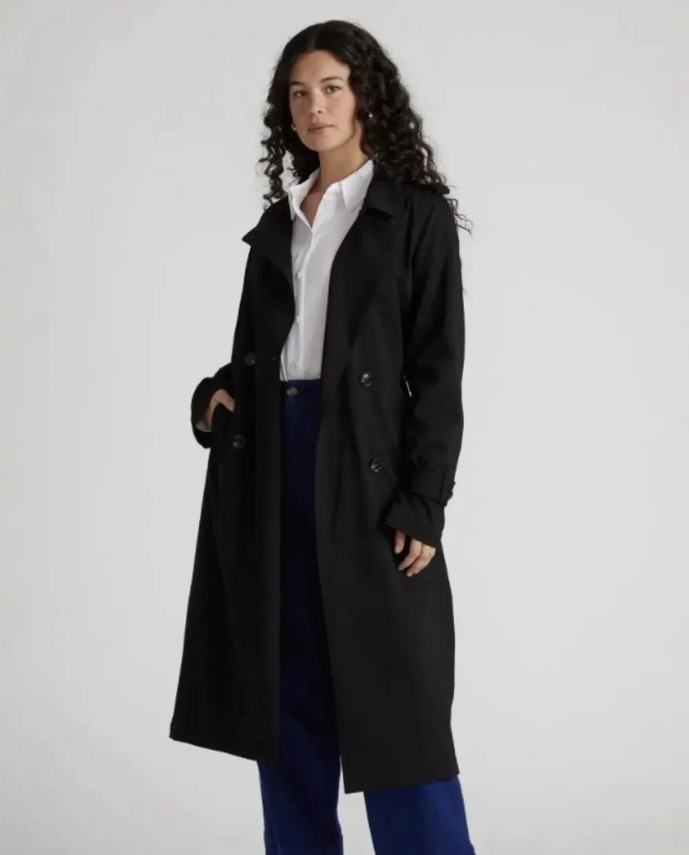 C22 Fleet Street Women’s Sz 8 Belted Black Trench Coat